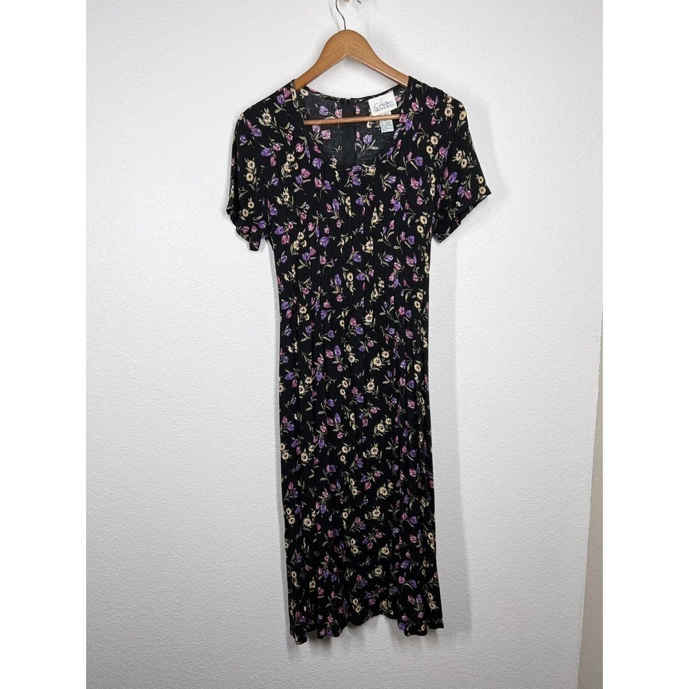 Vintage 1990s Cristin Stevens Floral Dress Medium M Cottagecore Grunge